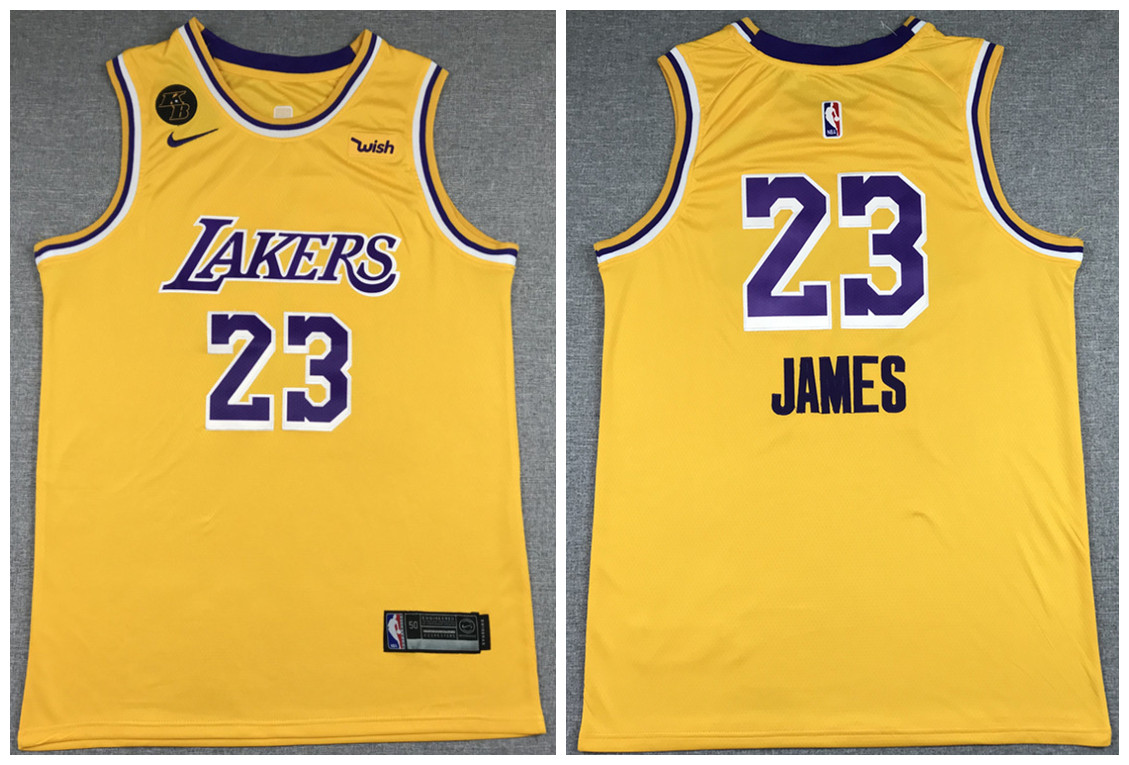 Men's Los Angeles Lakers #23 LeBron James Yellow NBA Stitched Jersey